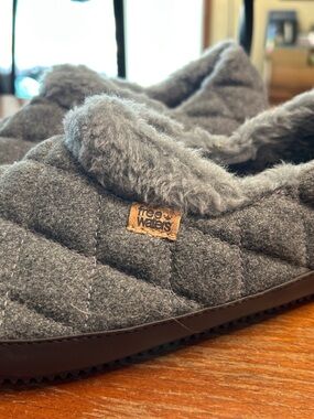 Women's Quilted Faux-Fur Lined Slippers — Gray